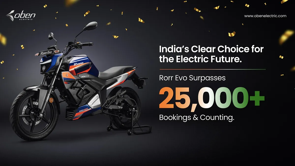 Бронирование электромотоцикла Oben Rorr Evo: более 25 000 заказов за 15 дней